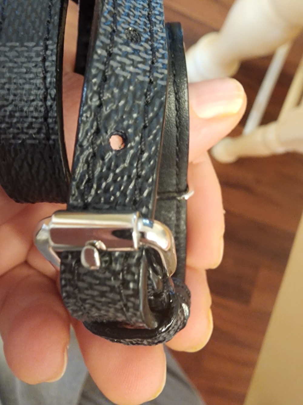 Louis Vuitton Damier Graphite Sign It double bracelet with silver-toned LV logo - Picture 9 of 10
